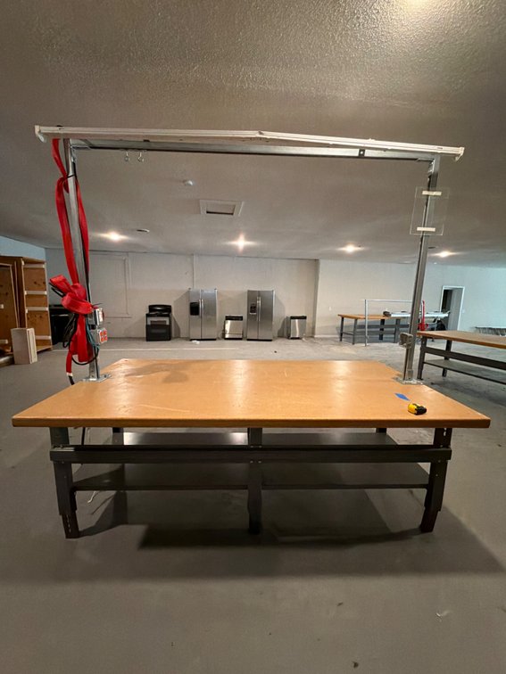 Wooden Work Table w Electrical & Lignts