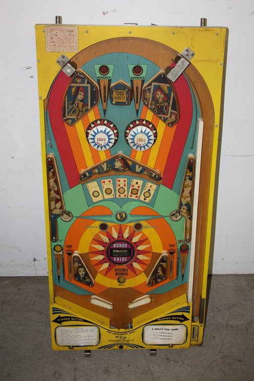 Vintage Chicago Coin Pinball Machine Populated Playfield