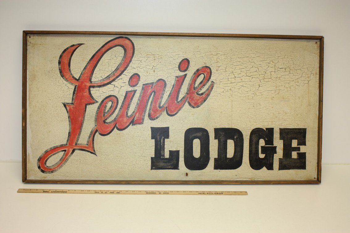 Hand-Painted Contemporary Leinie Lodge Wooden Advertising Beer Sign