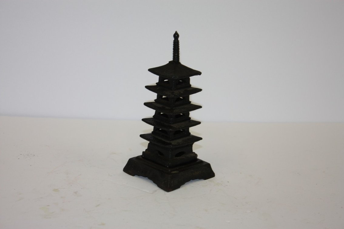 Vintage Cast-Iron Pagoda Zen Garden Incense Burner