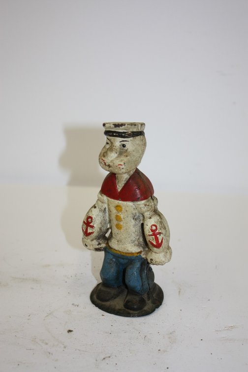 Vintage Cast-Iron Popeye The Sailor Man Coin Bank By Coba,