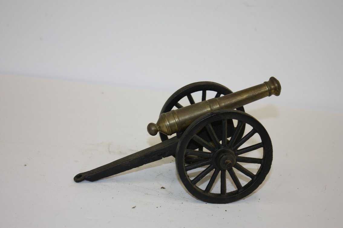 Vintage Cast-Iron Brass Cannon