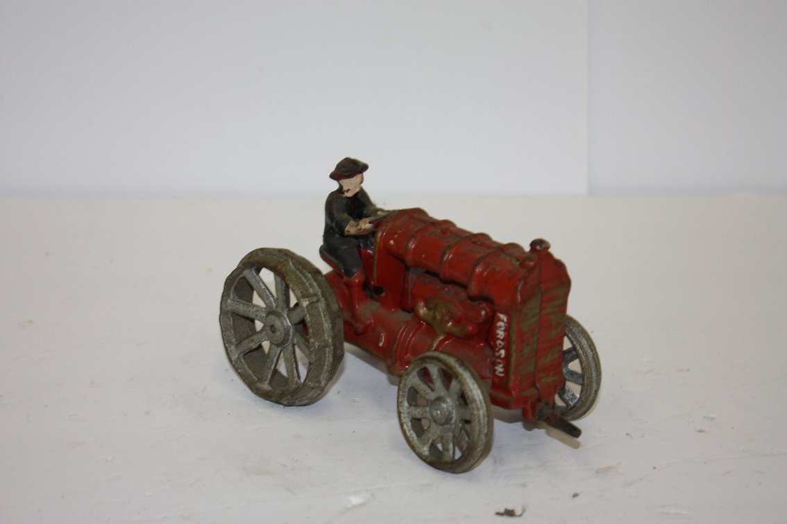 Vintage Cast-Iron Fordson Tractor And Driver, Reproduction