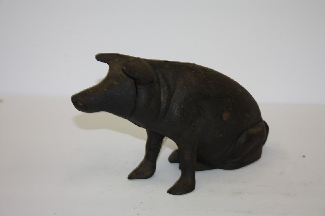 Large Vintage Cast-Iron Piggy Bank Or Doorstop