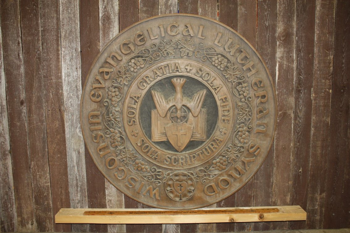 SCARCE LARGE WISCONSIN EVANGELICAL LUTHERAN SYNOD RELIGIOUS 36” CHRUCH WALL PLAQUE