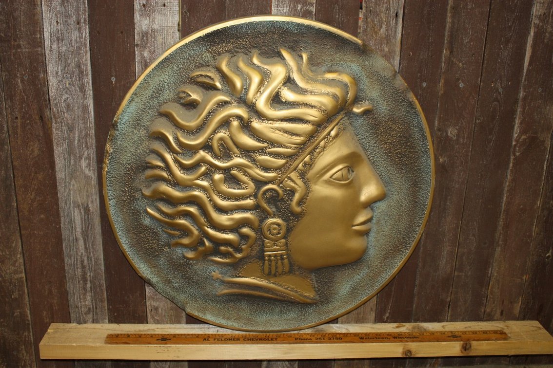 LARGE GREEK REVIVAL MOLDED PLASTIC VINTAGE PLAQUE 28”