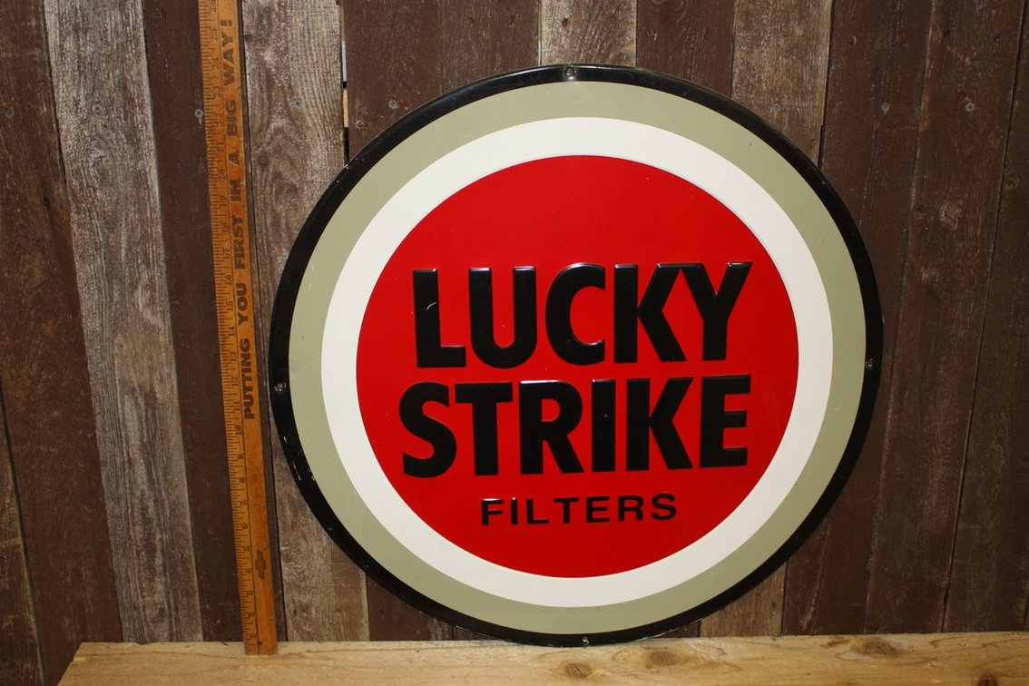 VINTAGE LUCKY STRIKE CIGARETTES ADVERTISING TOBACCO SIGN 24”