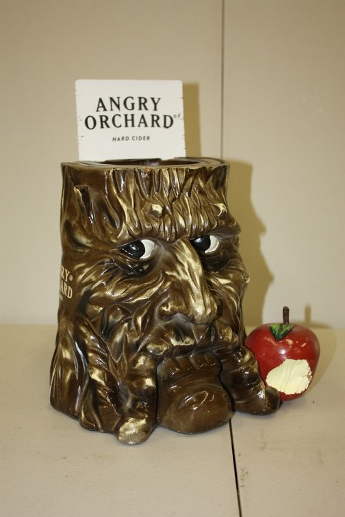 VINTAGE ANGRY ORCHARD BEER HARD CIDER APPLE TREE T.P. JAR DISPLAY 12” TALL
