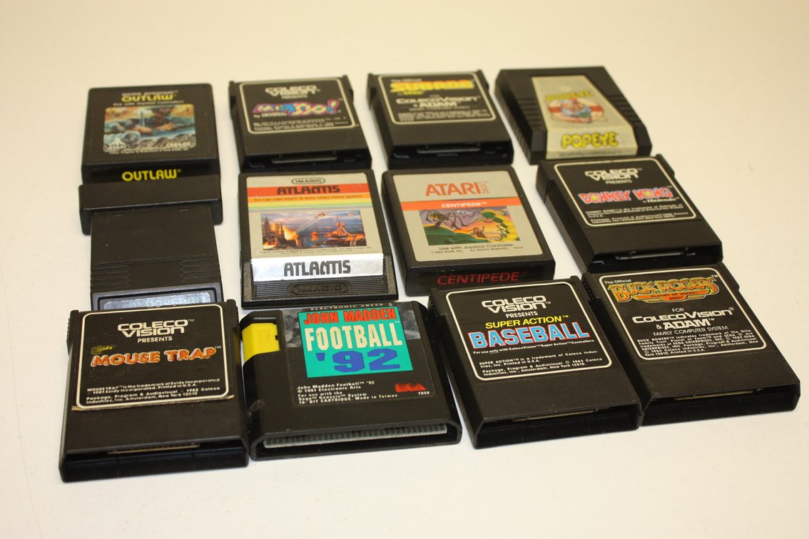 LARGE LOT OF 12 VINTAGE ATARI AND COLECO VISION CARTRIDGE VIDEO GAMES