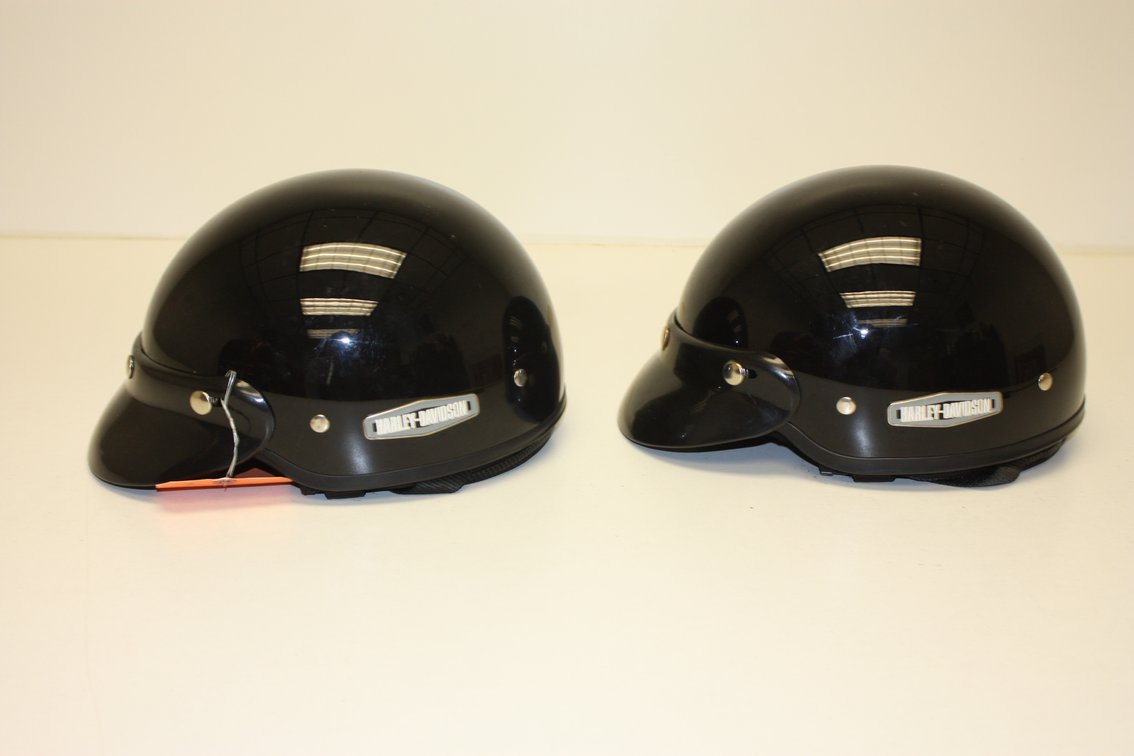 PAIR OF TWO VINTAGE KICKSTART HARLEY-DAVIDSON HELMETS, ONE XL, OTHER SMALL