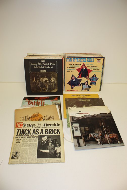 LARGE LOT OF CLASSIC ROCK AND OTHERS VINYL LP RECORDS, 50 PLUS! MARTY ROBBINS, NEIL YOUNG, JAMES GANG, AND MORE!