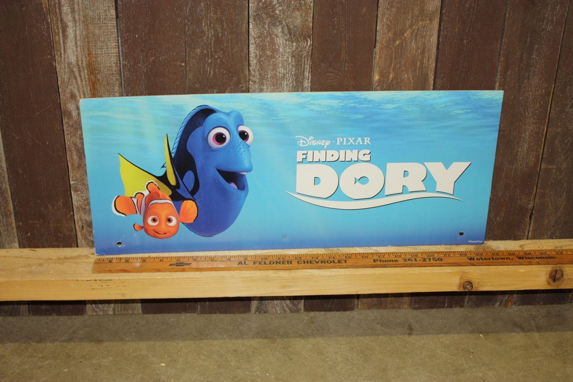 DISNEY PIXAR FINDING DORY PROMOTIONAL MOVIE ADVERTISING SIGN 24” BY 10”