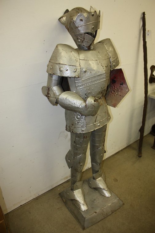 Decorative Medieval Vintage Lifesize Knight in Shining Armor Tin Statue 6 Ft