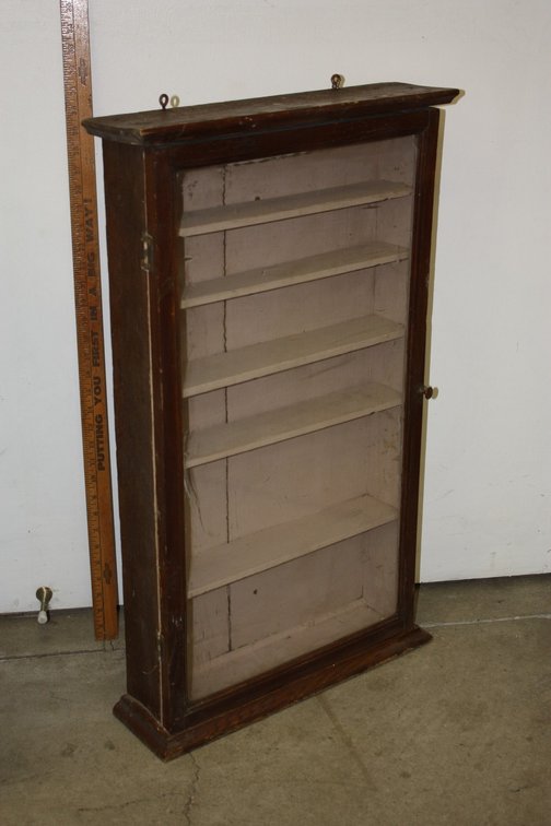 Antique Primitive 32 in Tall Wooden Medicine Cabinet