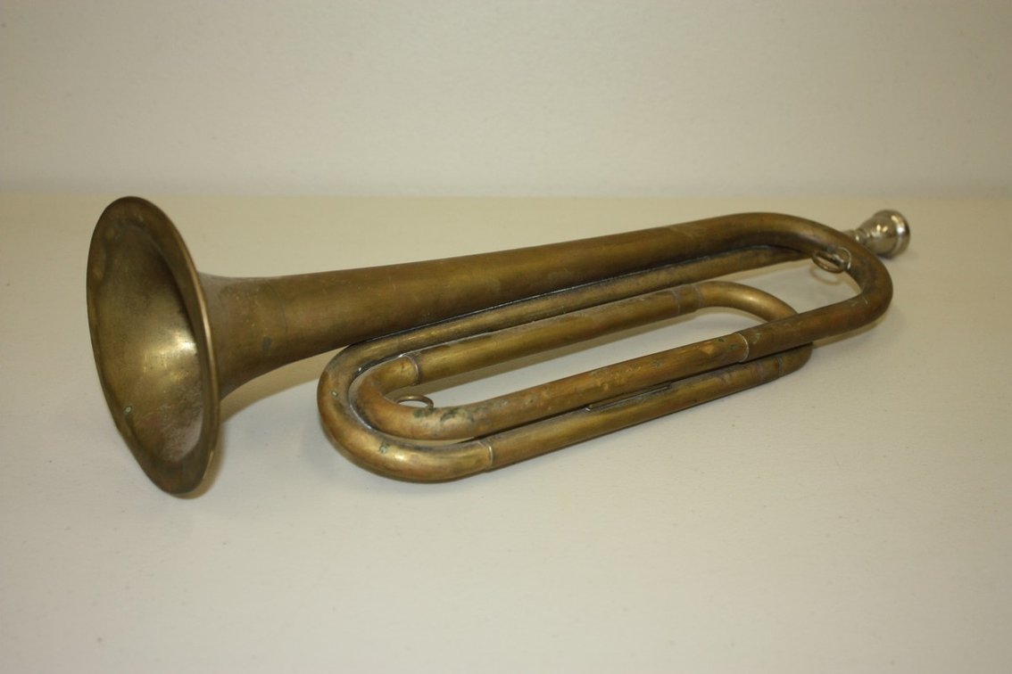 Antique J. La Rosa and Company Military Brass Bugle with Mouthpiece