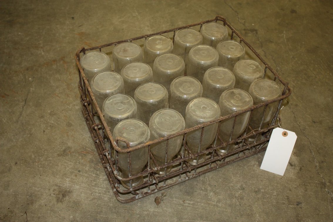 Case of Vintage Pint Milk Bottles from Various Dairies Some Embossed 20 Bottles