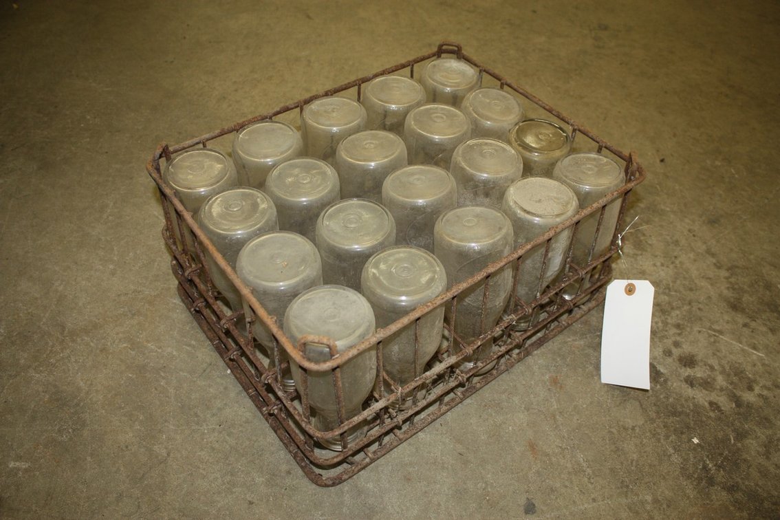 Case of Vintage Pint Milk Bottles from Various Dairies Some Embossed 20 Bottles
