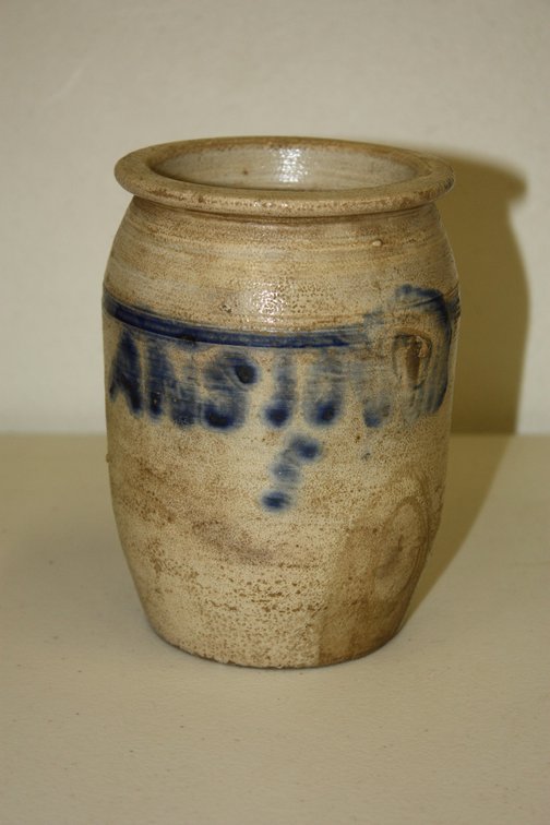 Vintage Advertising Flower Stoneware Crock