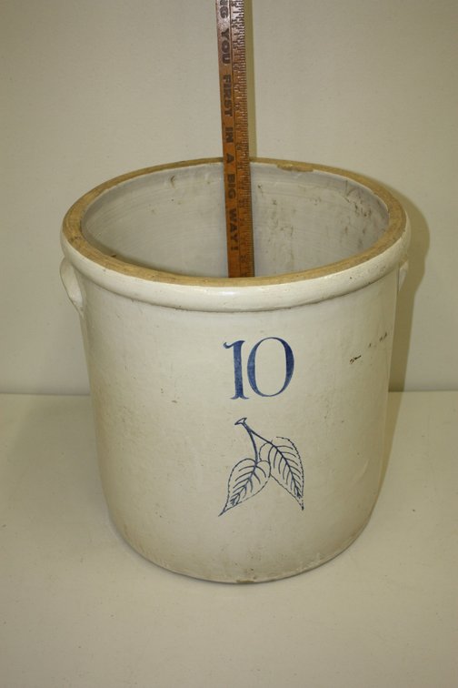 Vintage Redwing Union Stoneware 10 Gallon Salt Glaze Birchleaf Crock