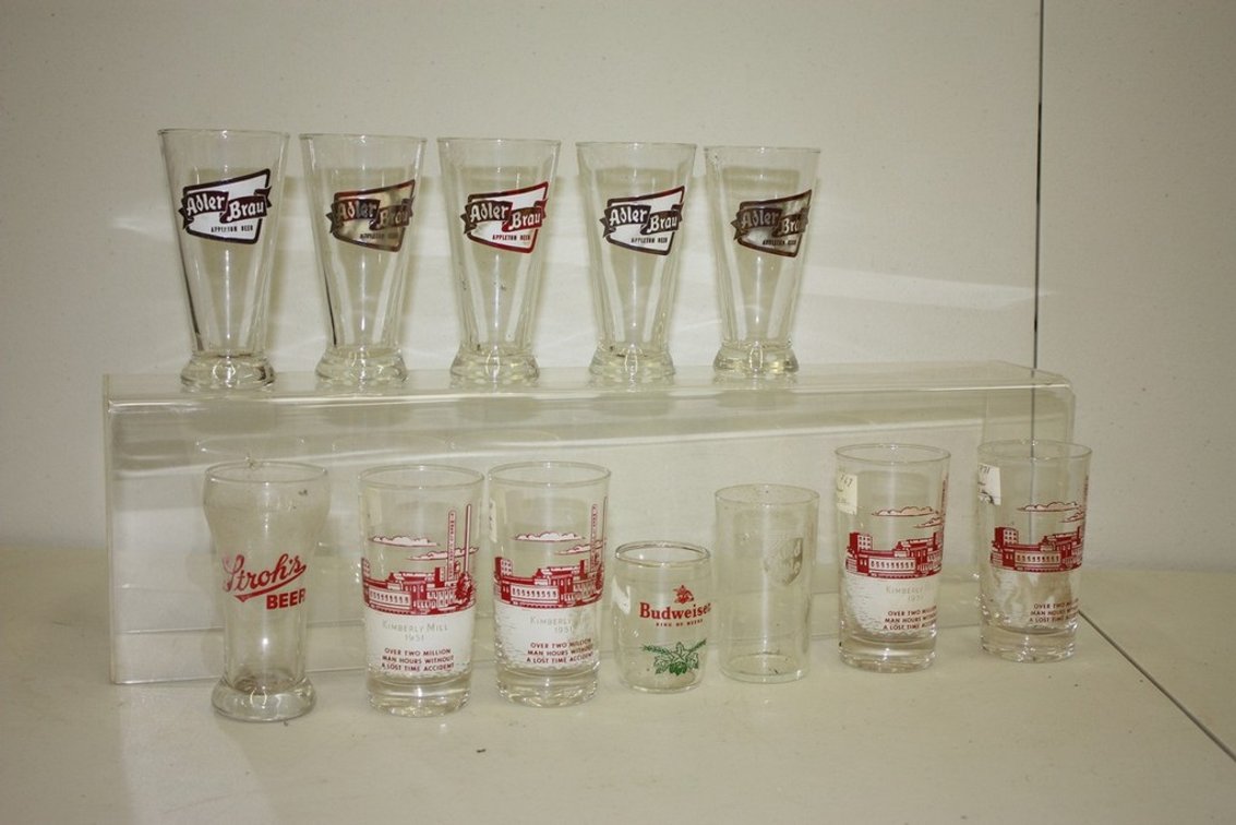 Lot of Five Vintage Adler Brau, Appleton Beer Drinking Glasses and More