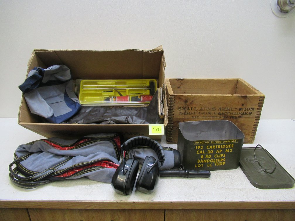Old Wood Winchester Box - Metal Ammo Tin - Gun Related Lot