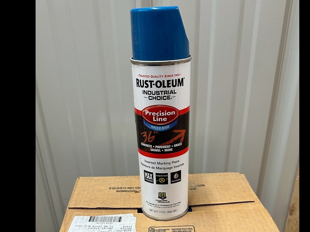Lot 74: 12 cans of Rust-Oleum APWA Caution Blue Ground Marking Paint