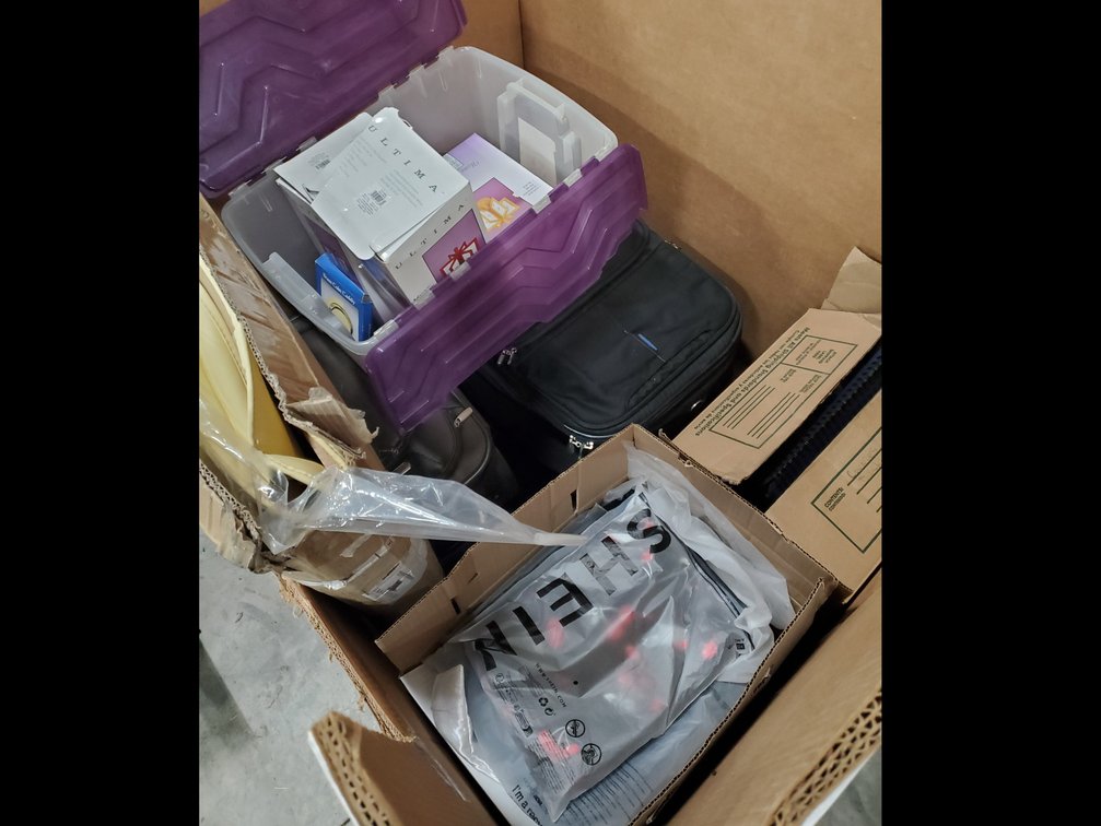 Lot 7: Miscellaneous luggages,clothes and picture frames
