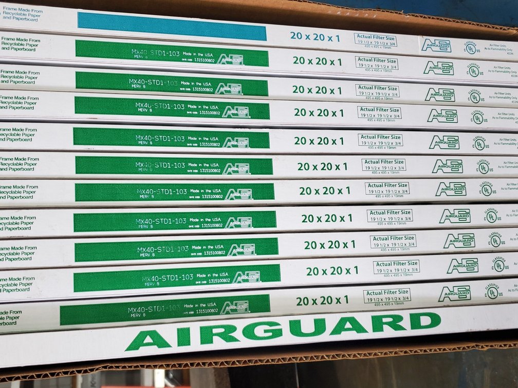Lot 27: Air guard 20x20x1 furnace filters
