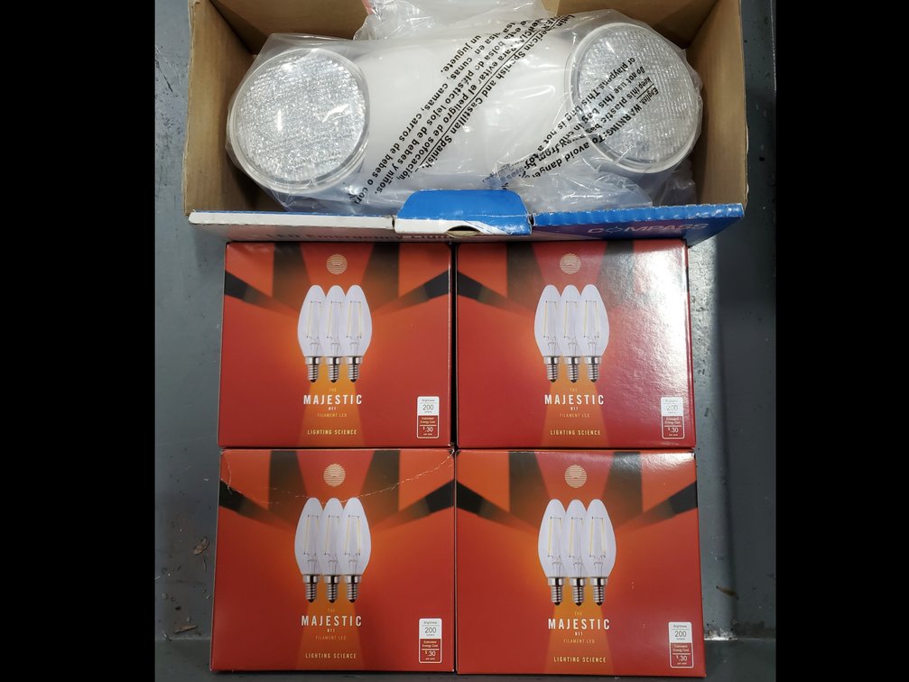 Lot 56: Light bulbs and emergency light