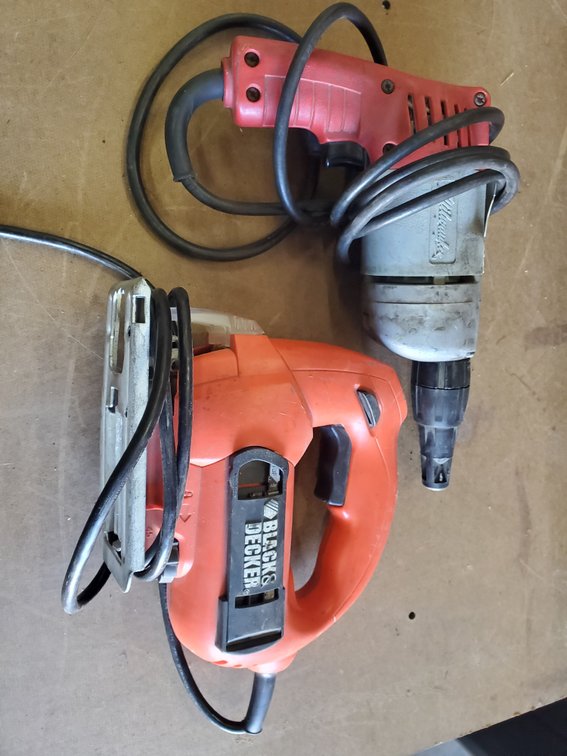 Lot 158: Milwaukee drill and black n decker jig saw