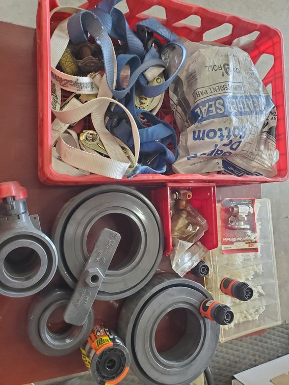 Lot 149: Plumbing supplies and tie downs