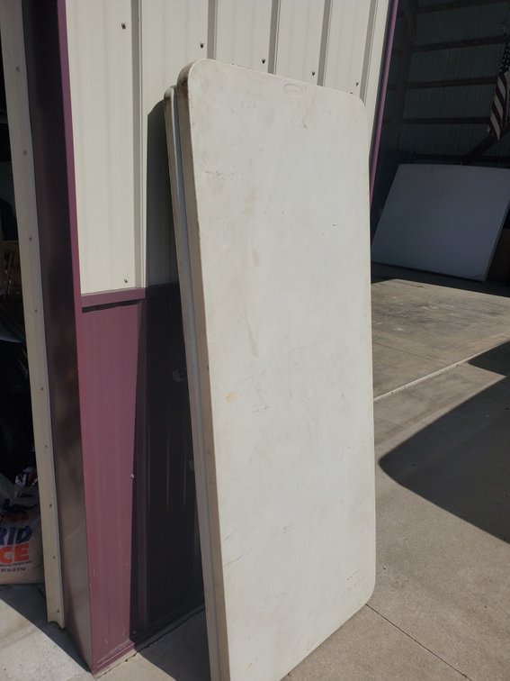 Lot 228: Plastic folding table 30inches by 6ft