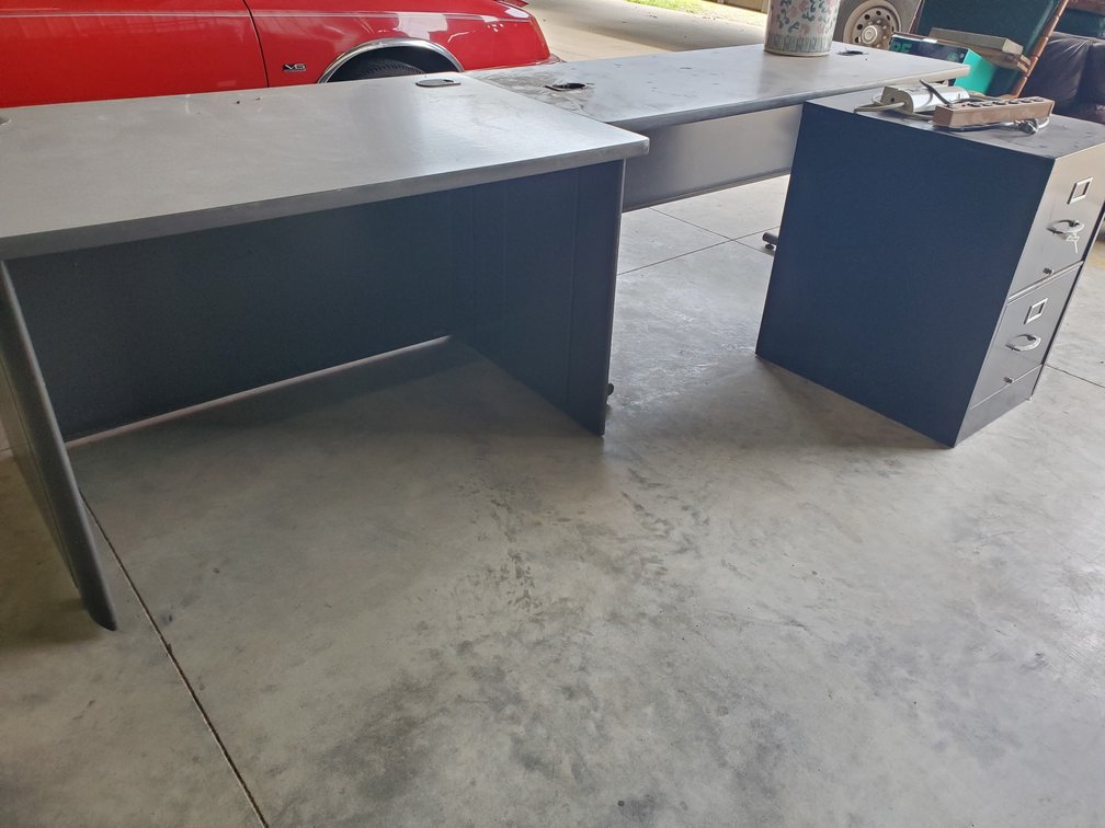 Lot 250: Desks and file cabinet