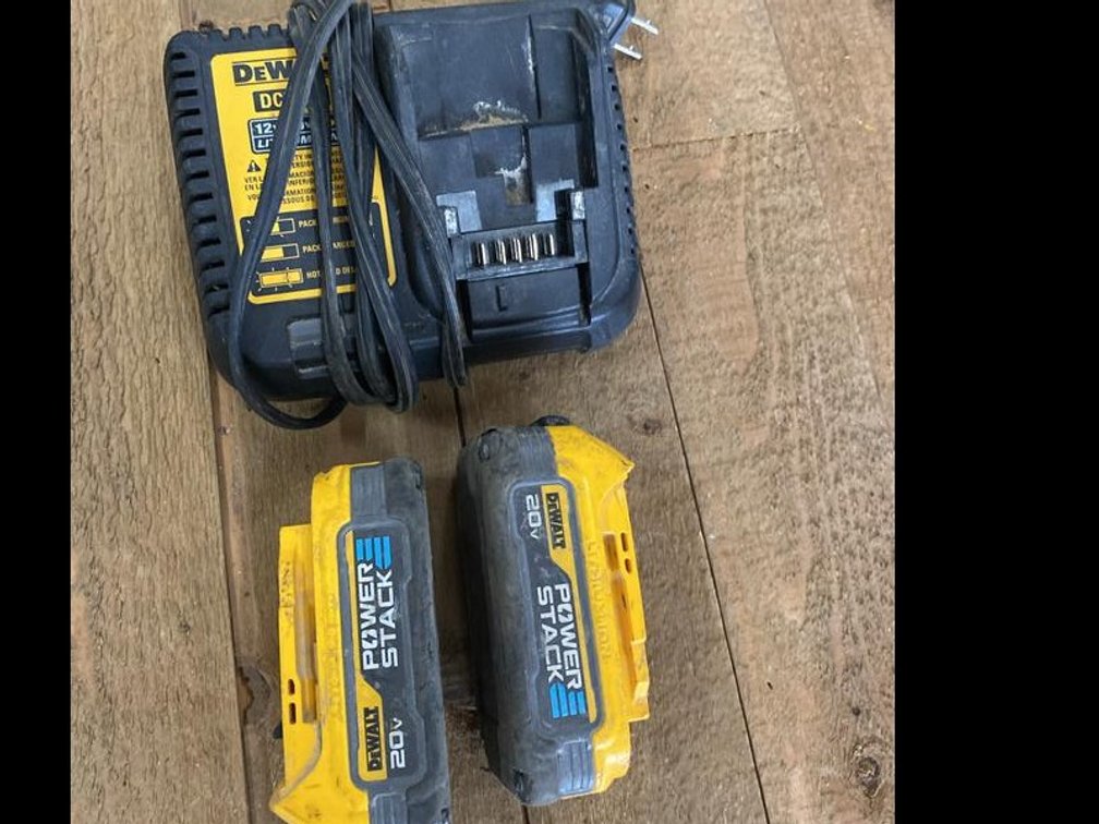 Lot 25B: Pair of DeWalt 20V PowerStack Batteries with DCB115 Charger