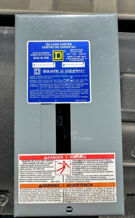 Lot 92: Square D 70A 2-Space Breaker Box