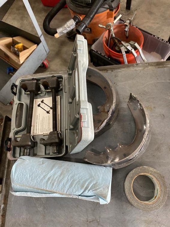 Lot 59A: Assortment of Automotive Service Tools and Brake Shoes