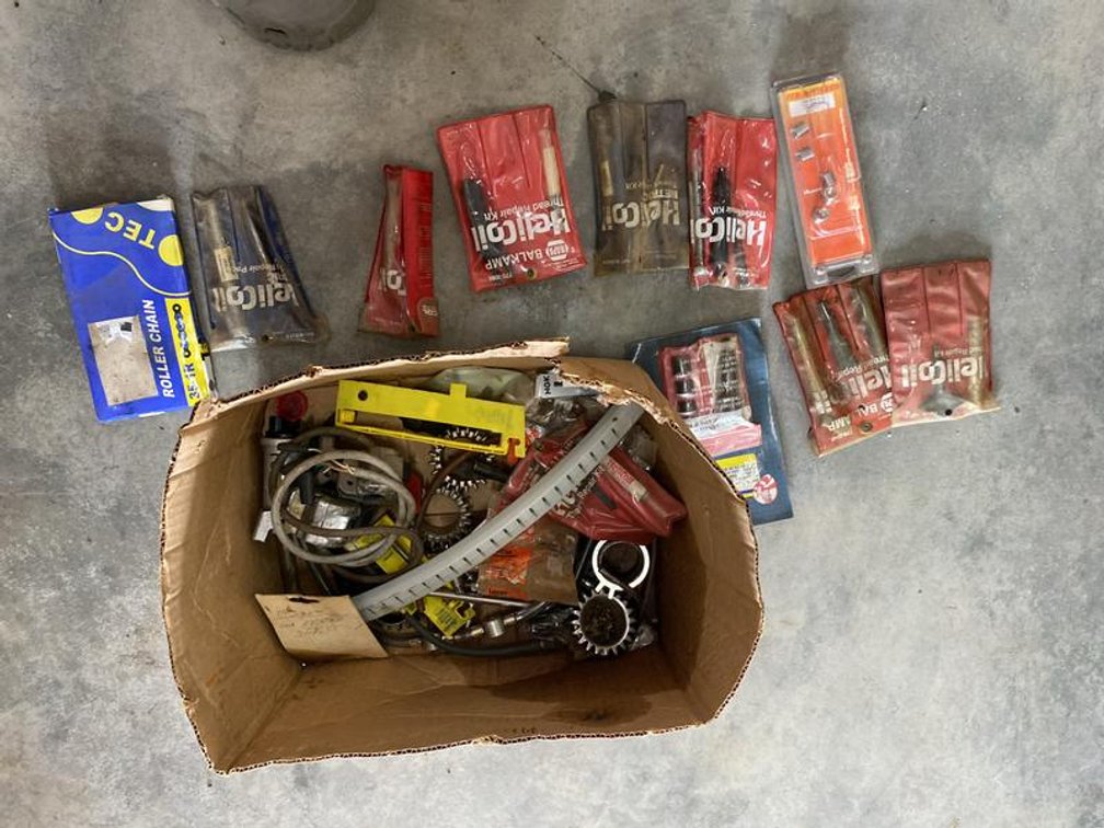 Lot 65A: Assortment of HeliCoil Thread Repair Kits and British Motorcycle Parts