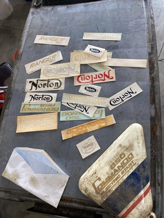 Lot 67A: Norton Commando 850 Side Cover and Decal Assortment