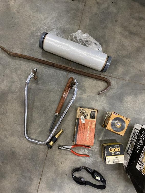 Lot 70A: Assortment of Hand Tools, Oil Filters & PETZL Headlamp