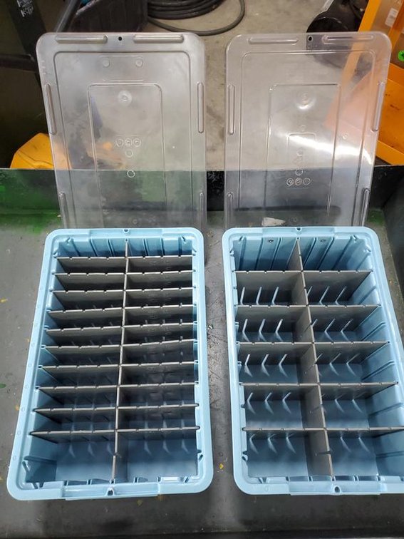 Lot 122: Pair of Plastic Compartment Organizer Totes w Clear Lids Dividers
