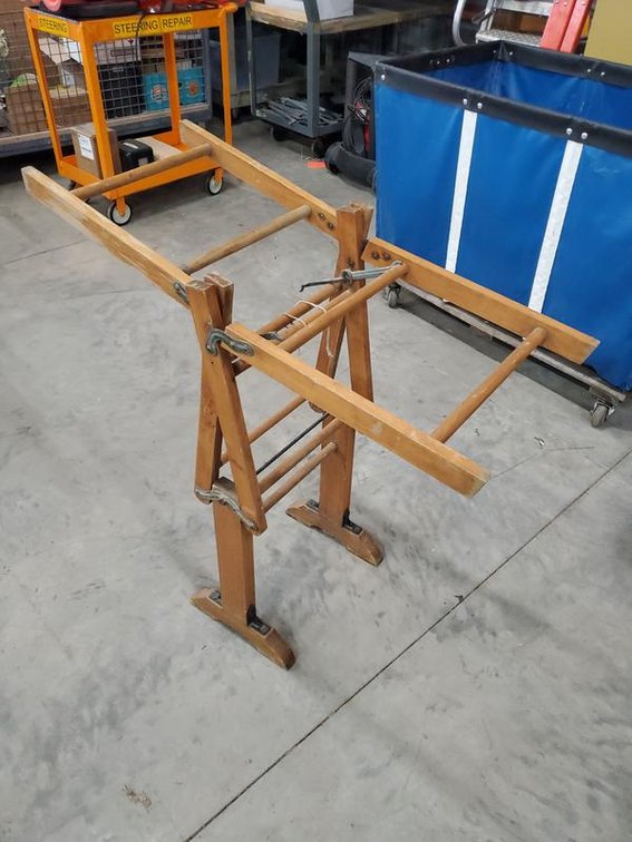 Lot 130: Vintage Wooden Yarn Swift Skein Winder Floor Stand Adjustable