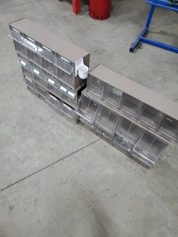 Lot 133: Akro-Mils Parts Storage Bin Cabinets Group of 2 Tilt-Out Organizers