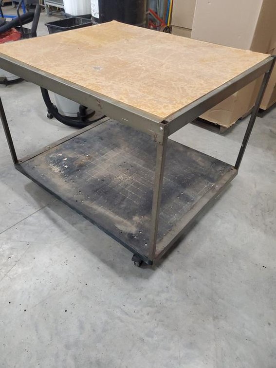 Lot 135: Industrial Rolling Work Table Cart 40x47 Metal Frame