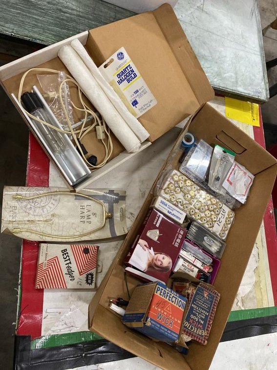 Lot 154A: Assortment of Vintage Lamp Parts and Electronic Components