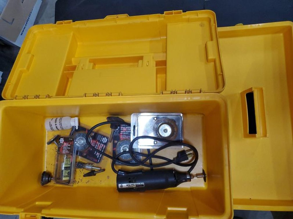 Lot 172: Montgomery Ward Powr Kraft Hobby Rotary Tool Kit in Plano Toolbox