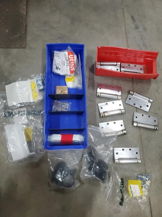 Lot 10: Assortment of Spring Hinges, Casters and Hardware Parts