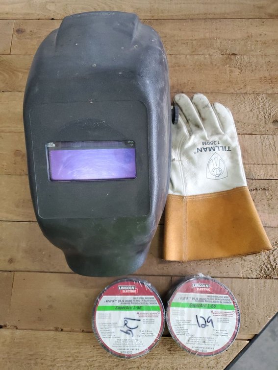Lot 129: Welding Helmet MIG Wire Tillman Glove Shop Lot Used Lincoln Electric
