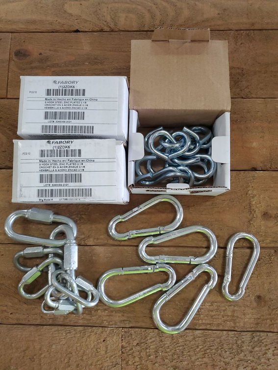 Lot 133: Fabory Zinc Plated Steel S Hooks 2-1/8in New Open Box Bulk Lot