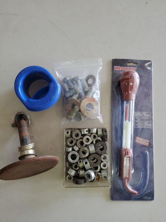 Lot 121: Westward Battery Tester & Assorted Hardware Shop Parts Mixed Lot