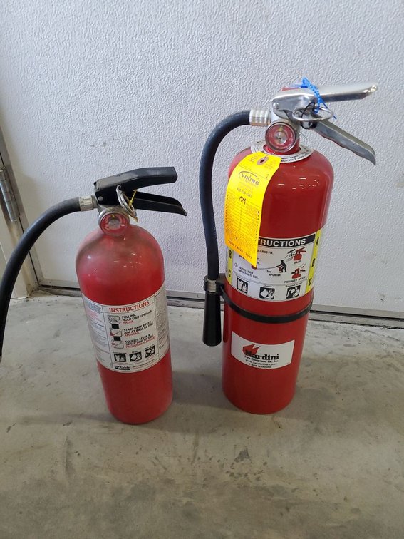 Lot 31: Pair of ABC Dry Chemical Fire Extinguishers w/ Hoses Used
